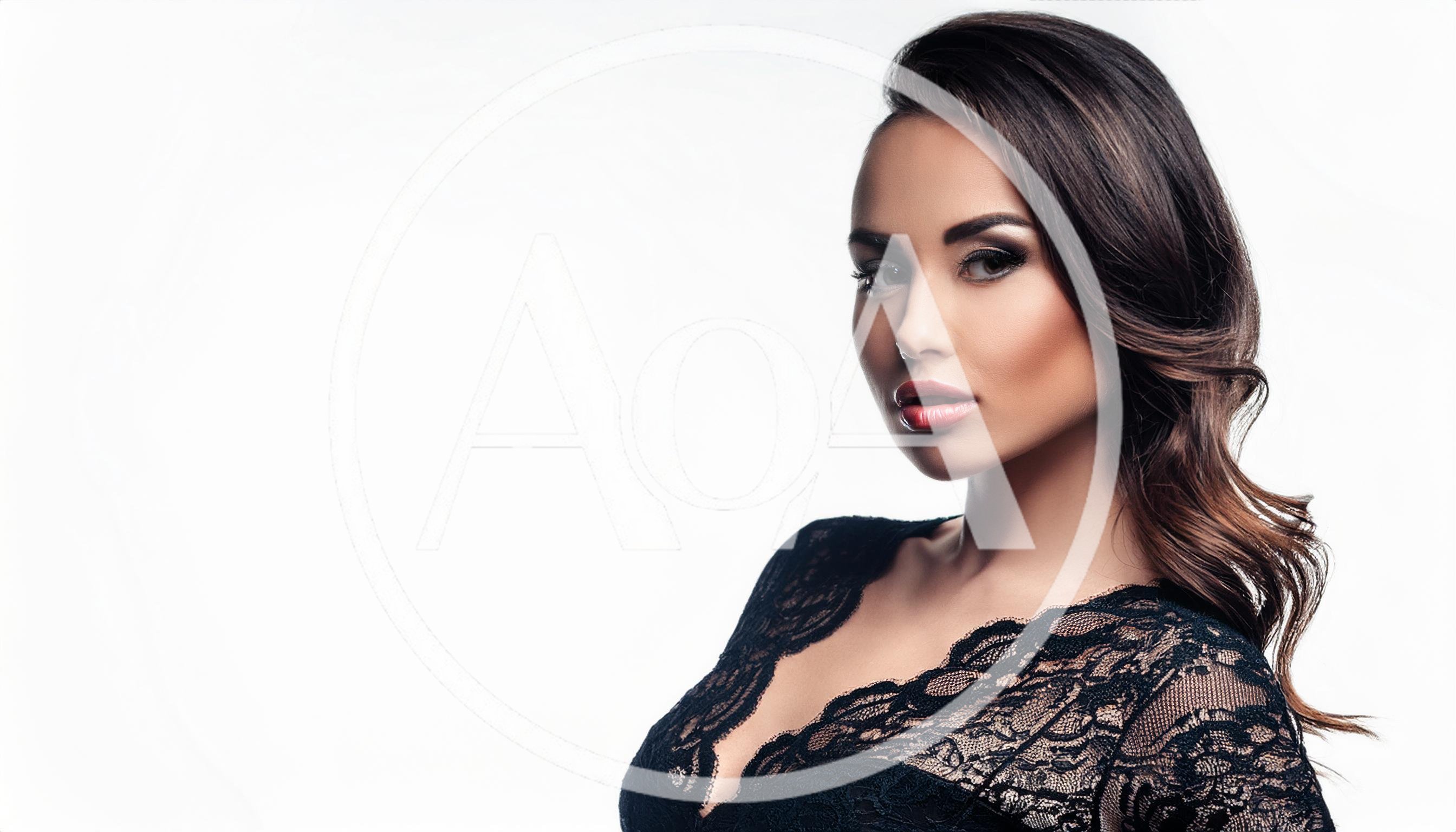 Portrait Of A Beautiful Woman In Black Lace