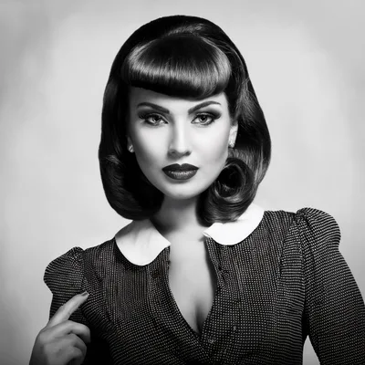 Portrait Of A Woman With Vintage Pinup Hairstyle