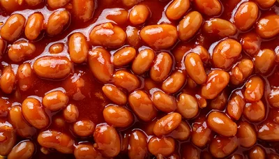 Close Up Of Baked Beans In Tomato Sauce