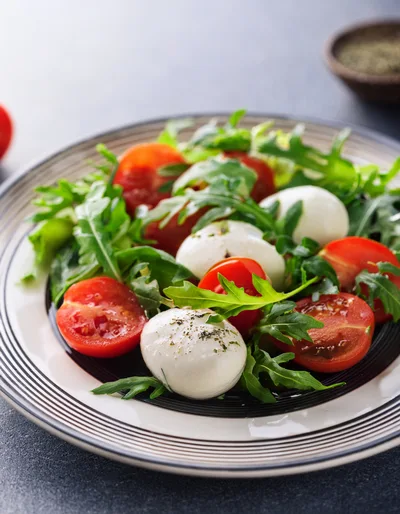 Fresh Caprese Salad With Mozzarella And Cherry Tomatoes