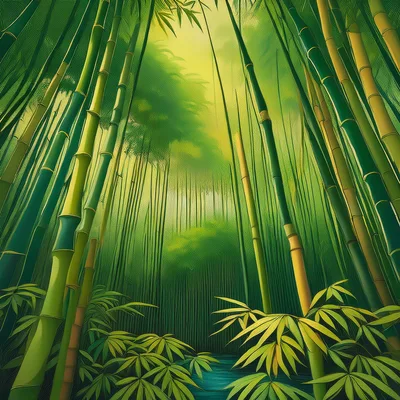 Lush Bamboo Forest With Sunlight Filtering Through