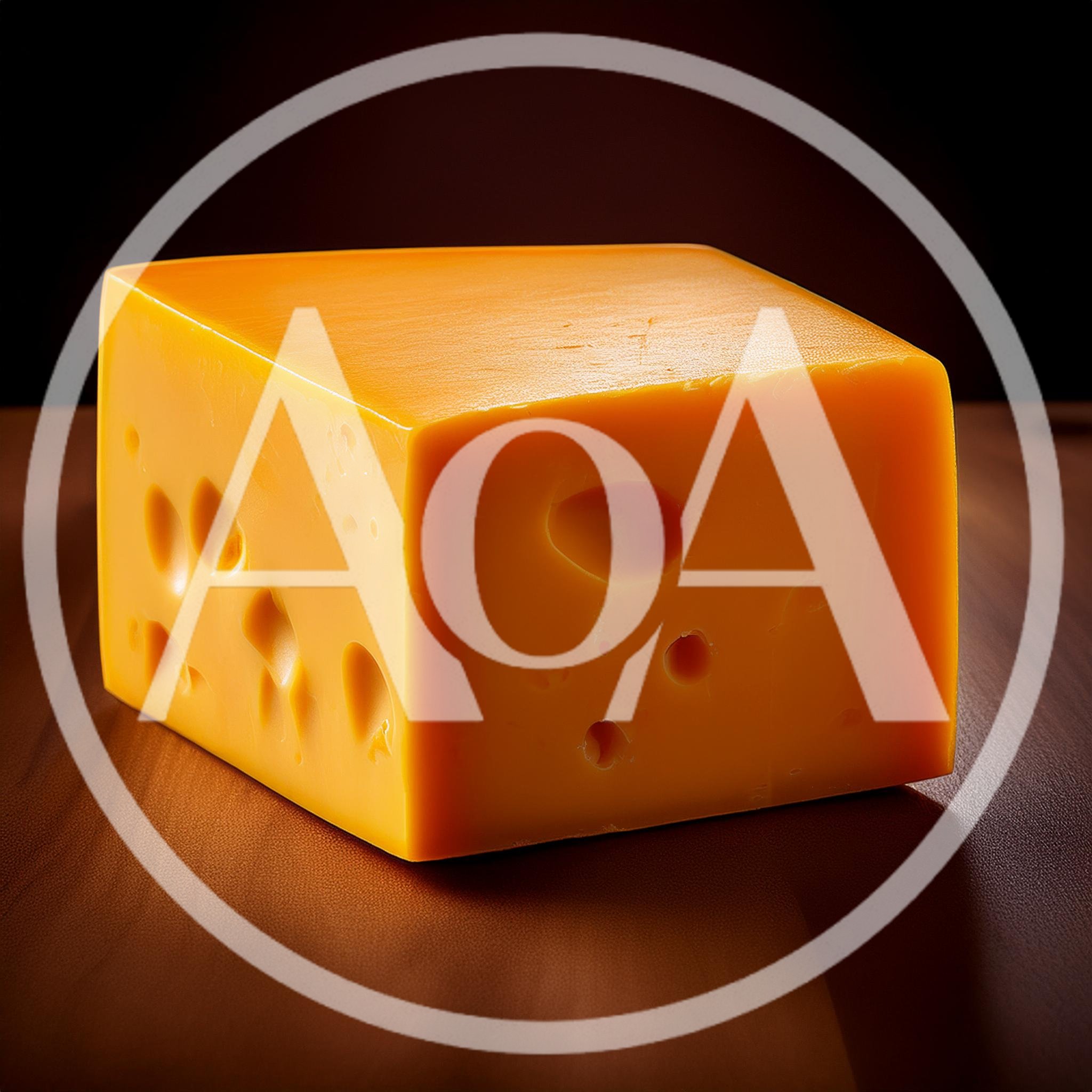 Block Of Orange Cheddar Cheese On Wooden Surface