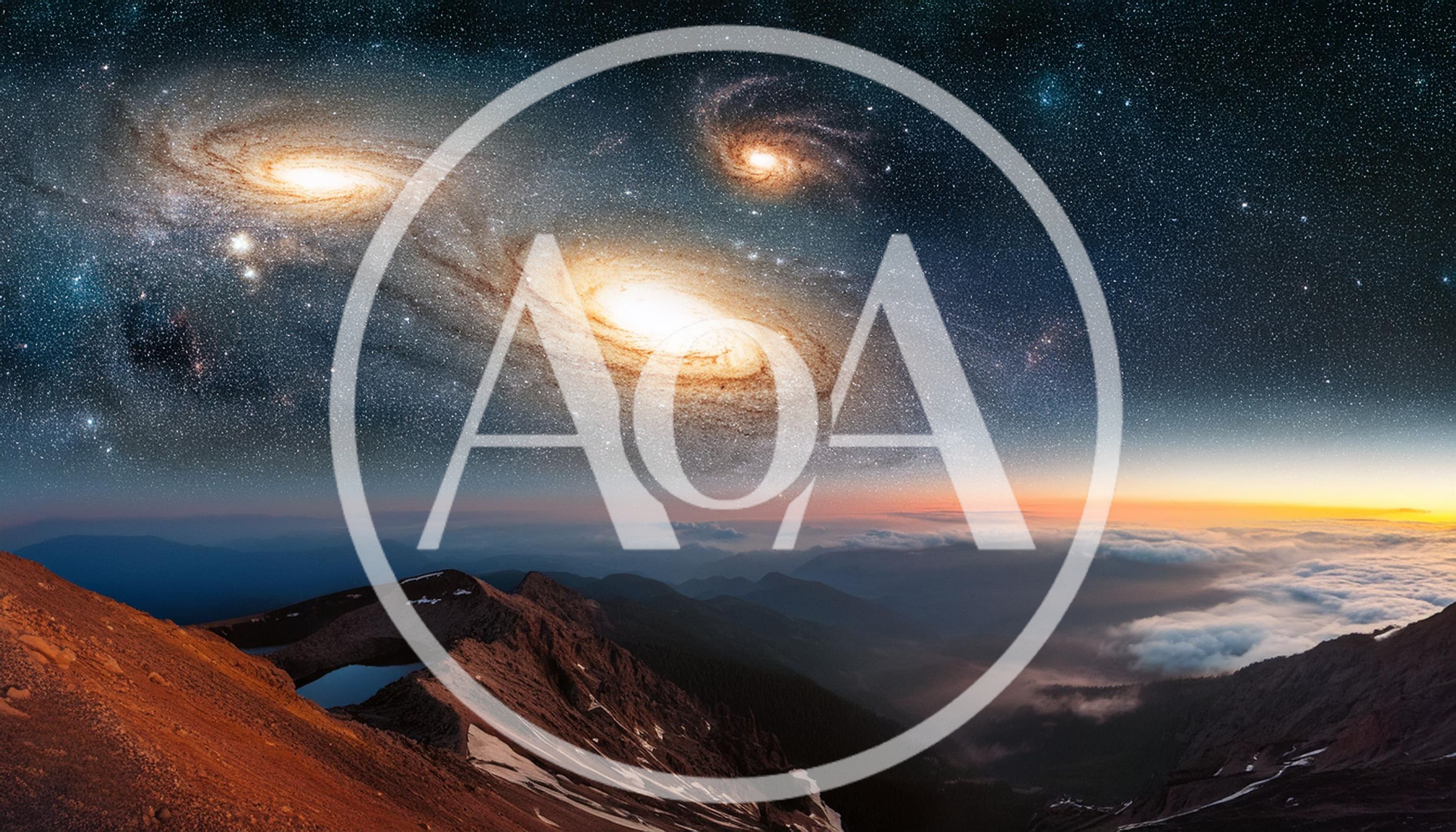 Surreal Mountain Landscape With Multiple Galaxies In Night Sky