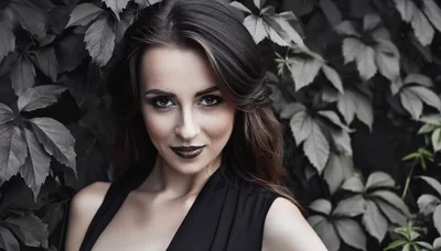 Portrait Of A Beautiful Woman With Dark Makeup