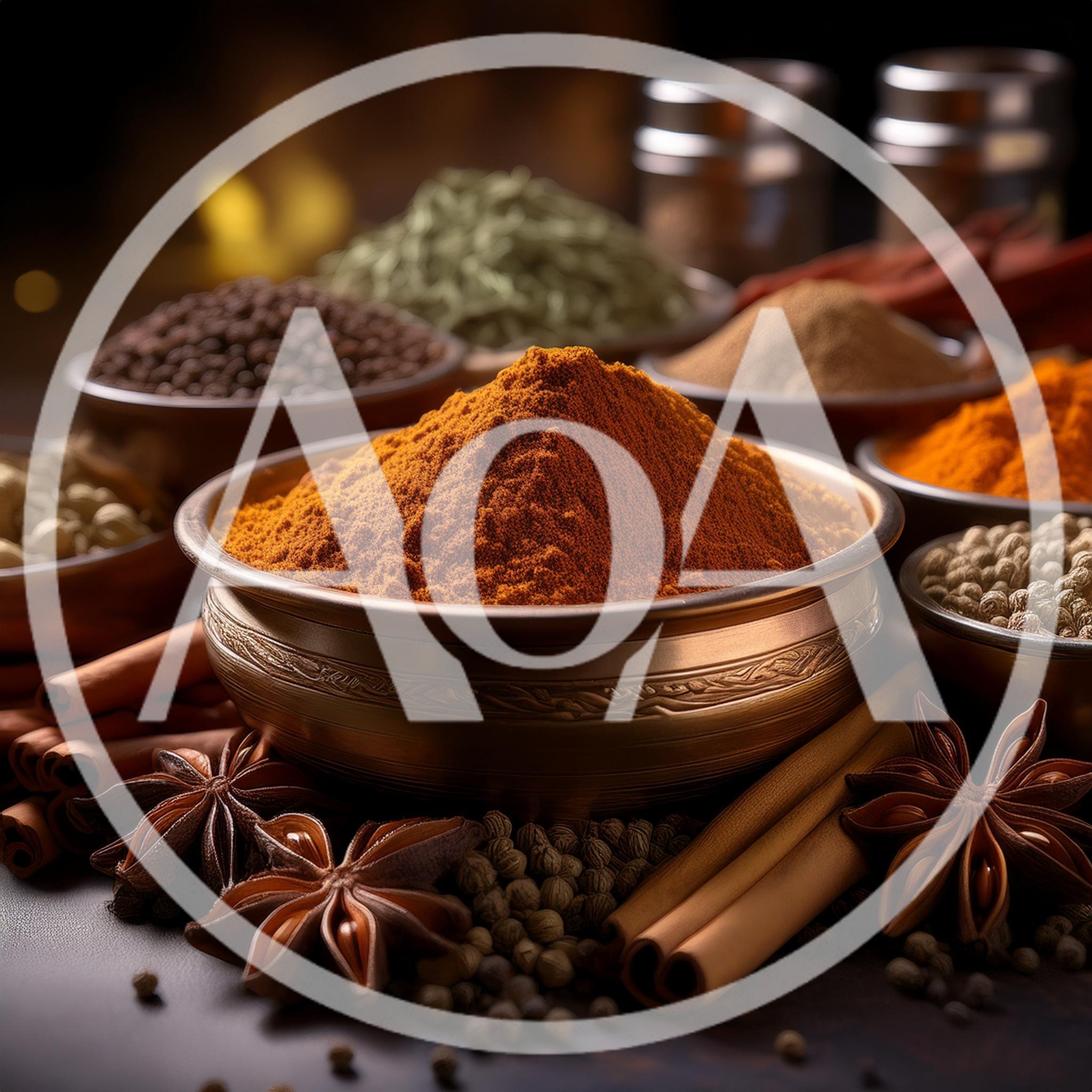 Assorted Spices and Herbs in Bowls