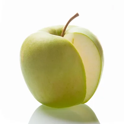 Green Apple With A Single Slice Removed