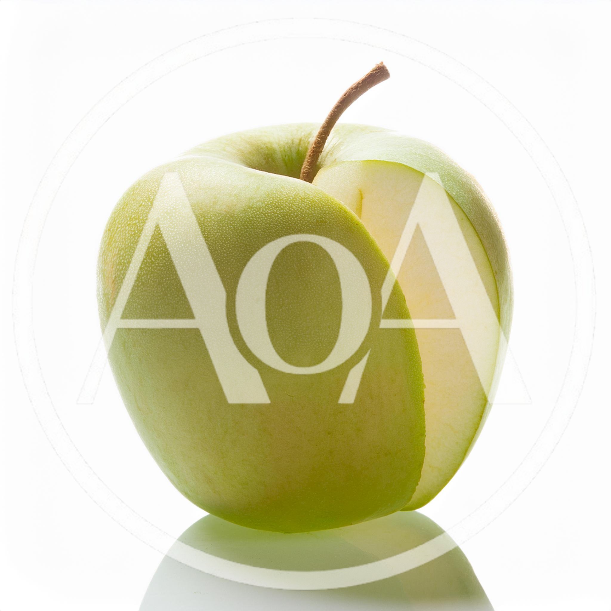 Green Apple With A Single Slice Removed