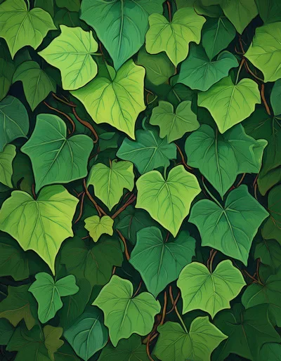 Lush Green Ivy Leaves Pattern Background