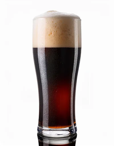Cold Glass Of Dark Stout Beer With Foam