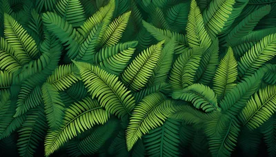 Lush Green Fern Leaves Pattern Background