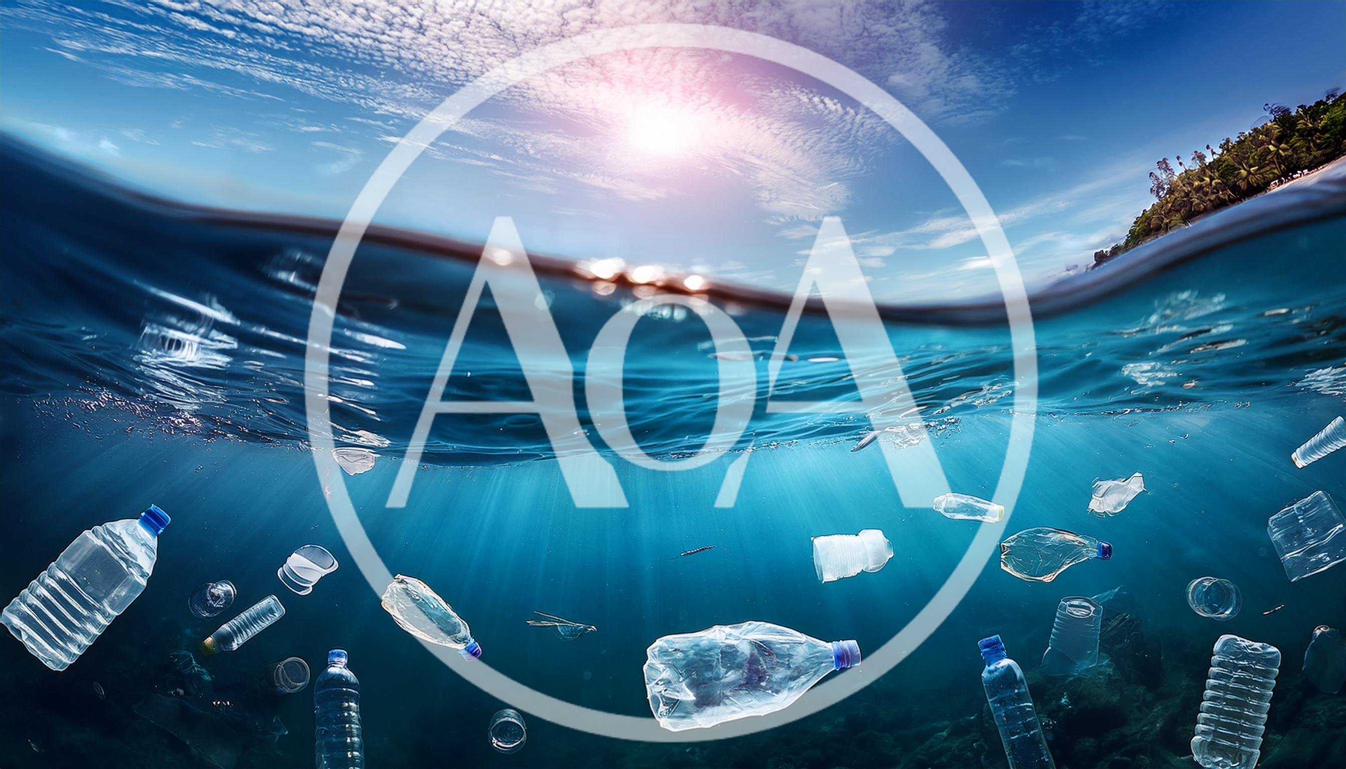 Plastic Pollution Floating In Clear Tropical Ocean Water