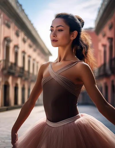 Ballerina Posing In A Historic European City Street