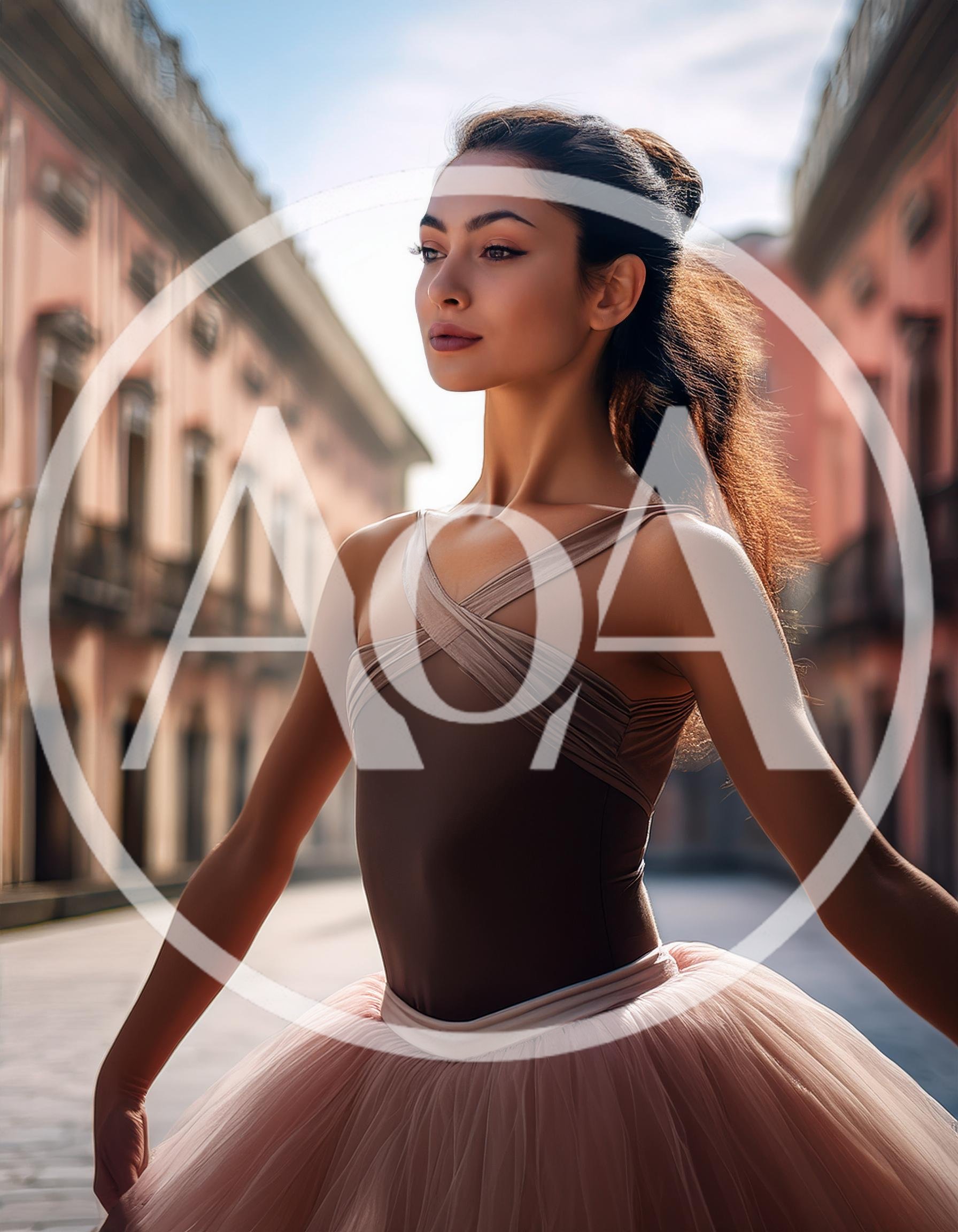 Ballerina Posing In A Historic European City Street