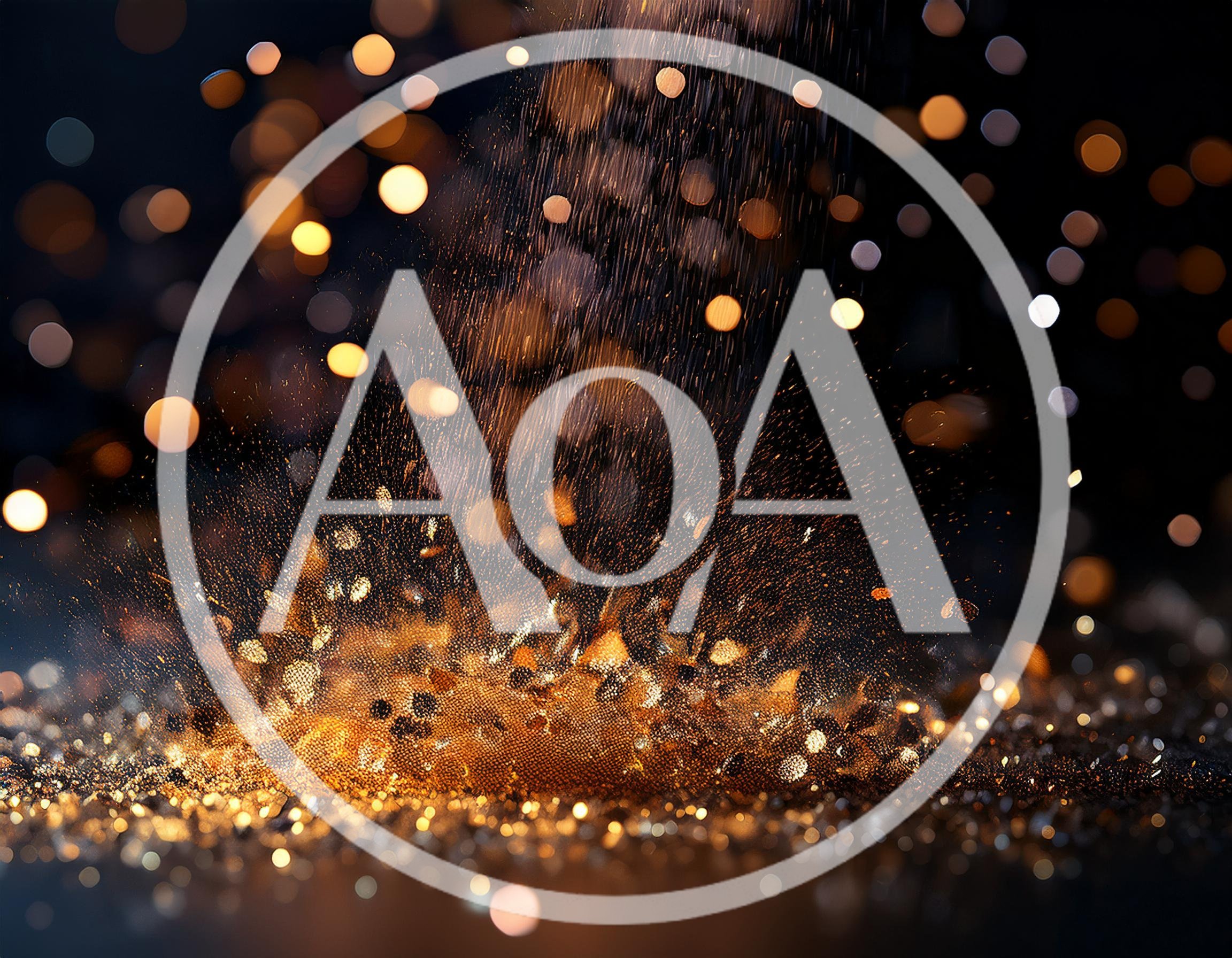 Golden Glitter Particles Exploding Against Dark Background