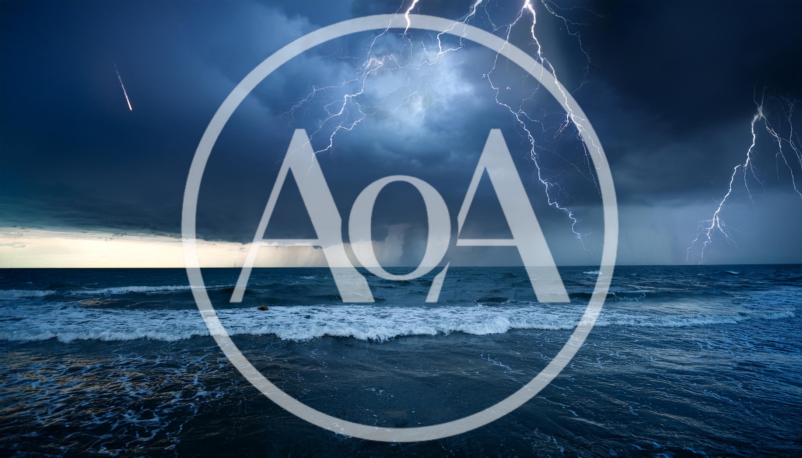 Dramatic Lightning Storm Over Dark Ocean Waves