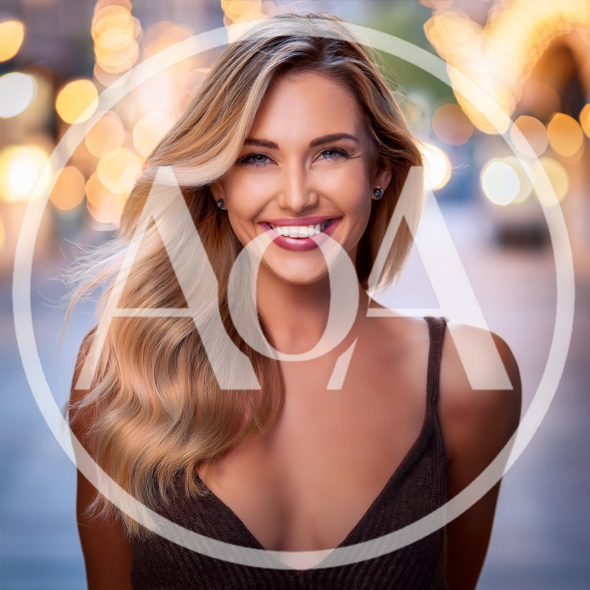 Portrait Of A Smiling Blonde Woman Outdoors