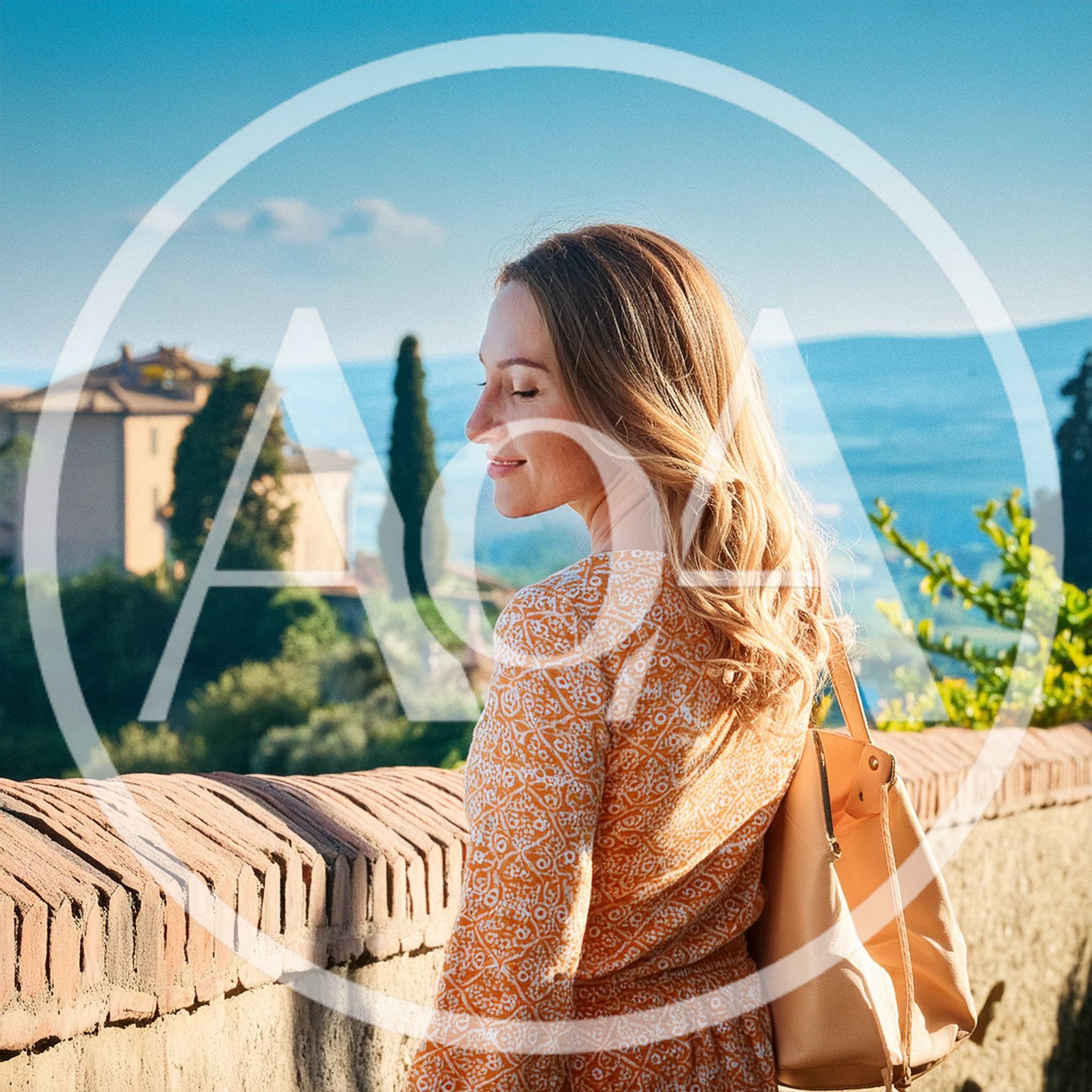 Young Woman Enjoying Scenic View In Tuscany