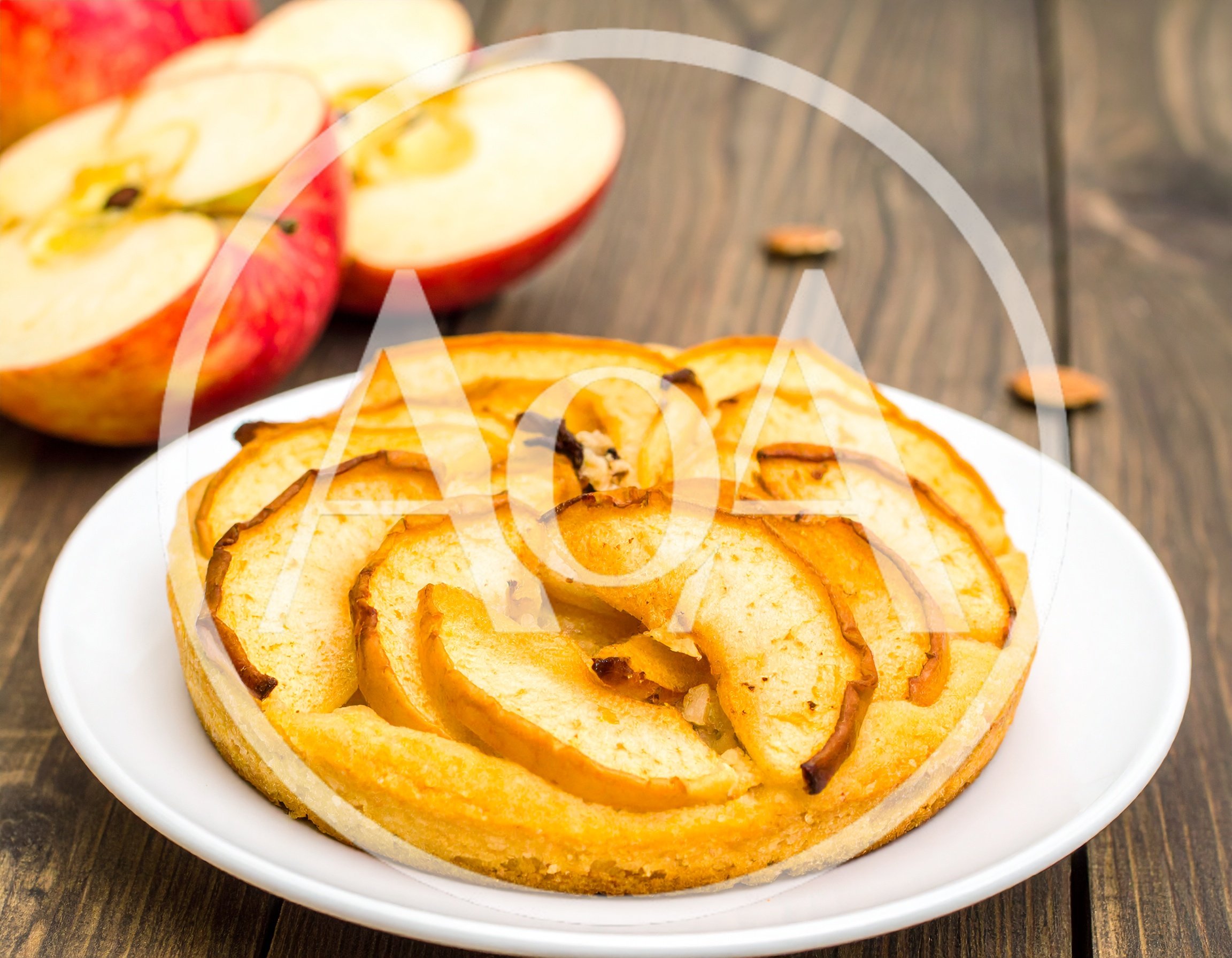 Freshly Baked Apple Tart on a Wooden Table