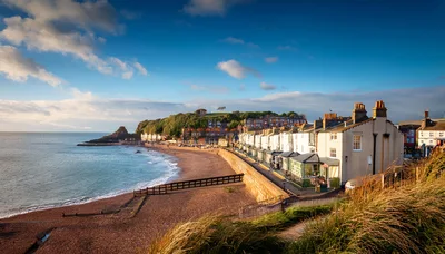 Sidmouth Beach Coastal Townscape at Sunset