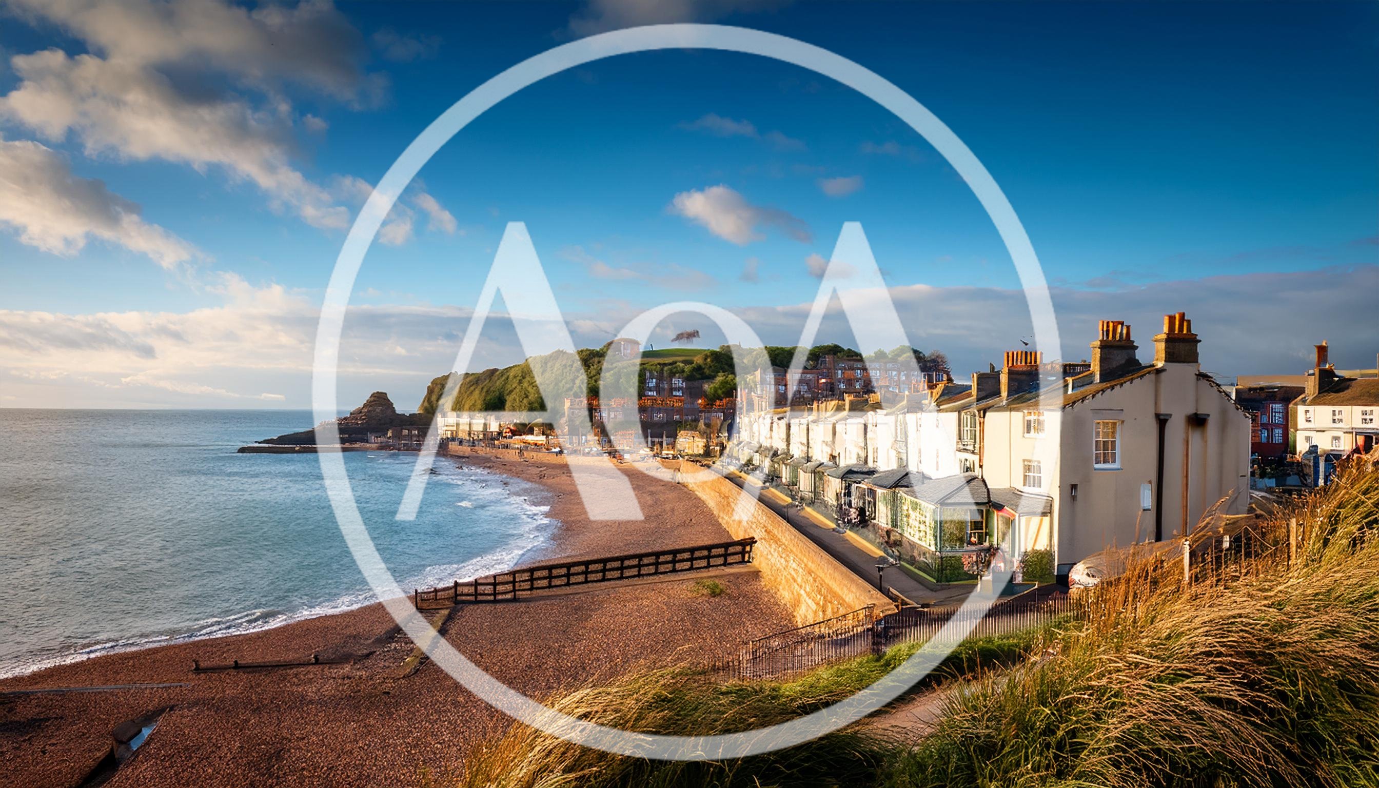 Sidmouth Beach Coastal Townscape at Sunset