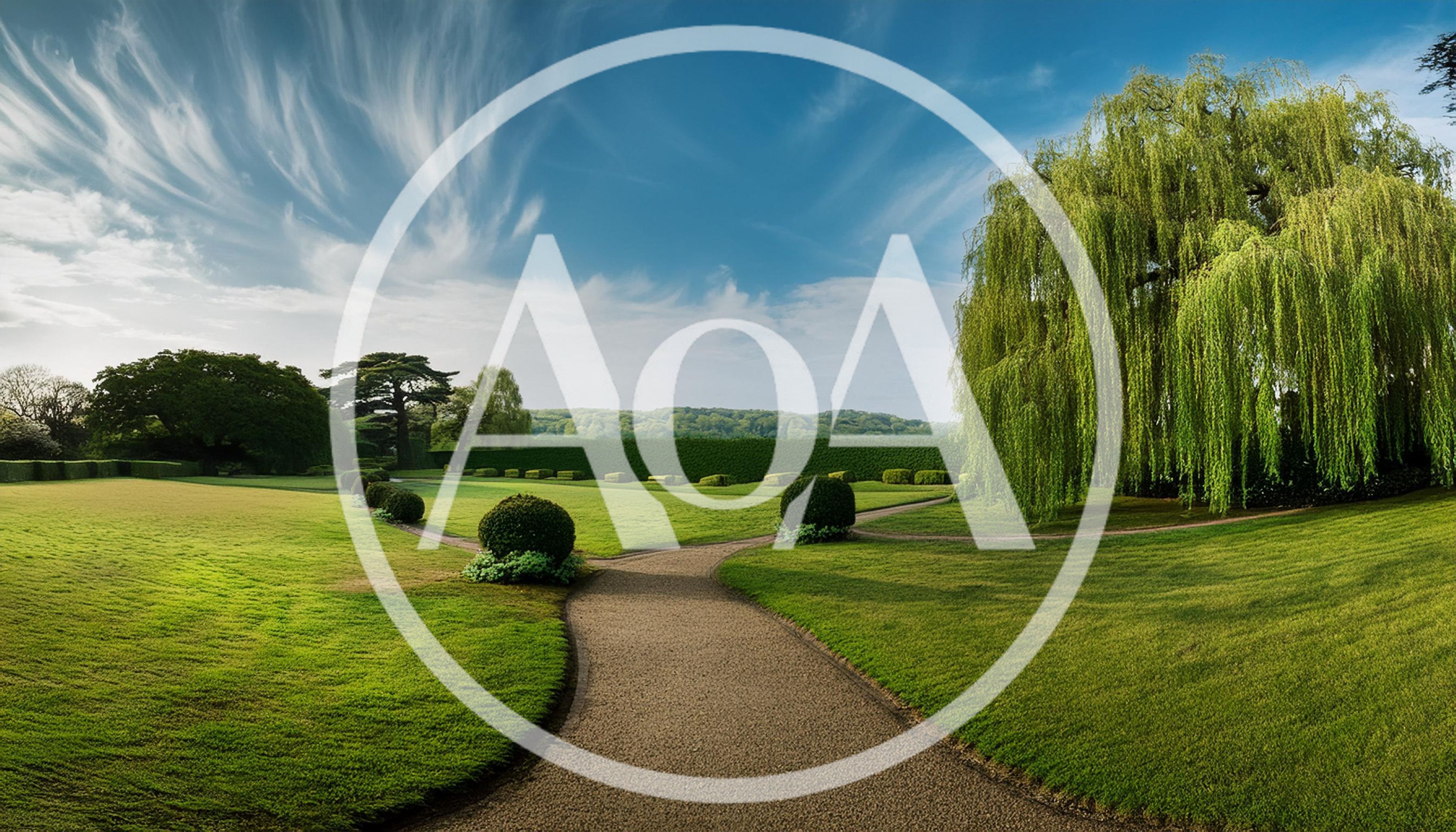 Panoramic View Of A Lush Green Garden Landscape