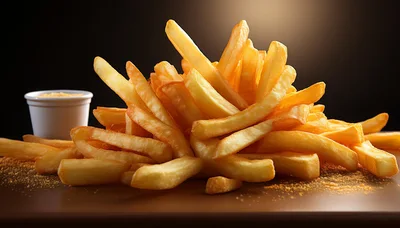 Golden Crispy French Fries With Dipping Sauce