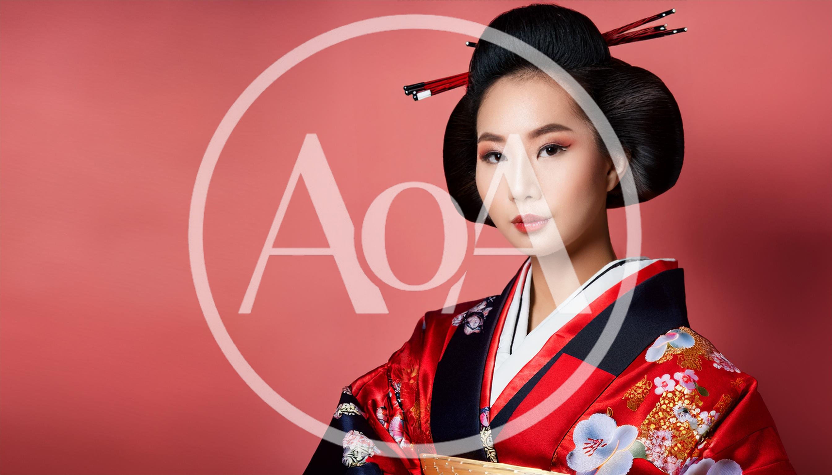 Portrait Of A Japanese Woman In Traditional Kimono