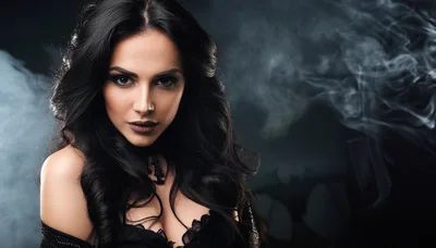 Mysterious Woman With Dark Hair And Gothic Makeup