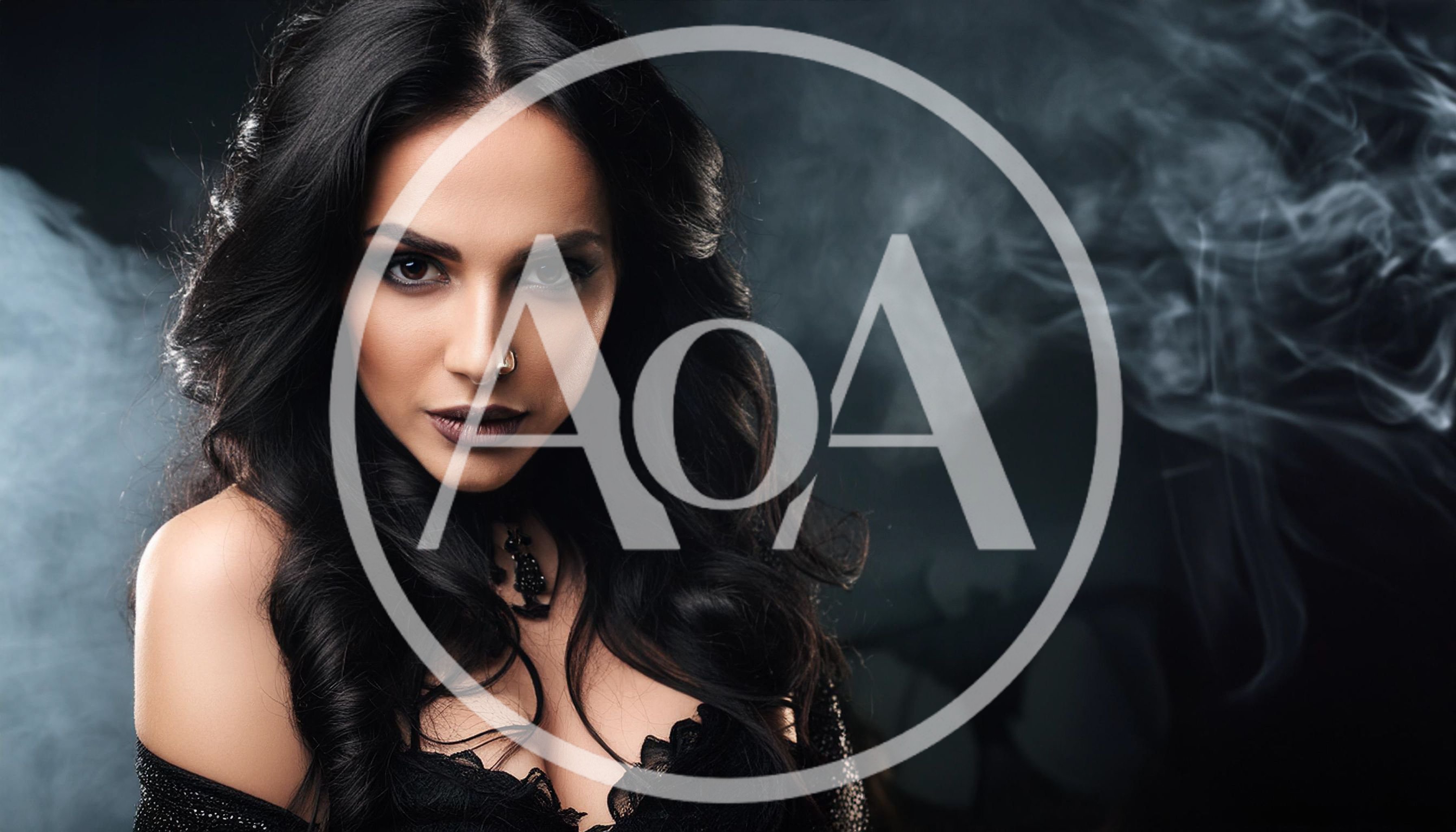 Mysterious Woman With Dark Hair And Gothic Makeup