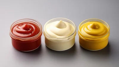 Three Glass Bowls Filled With Condiments