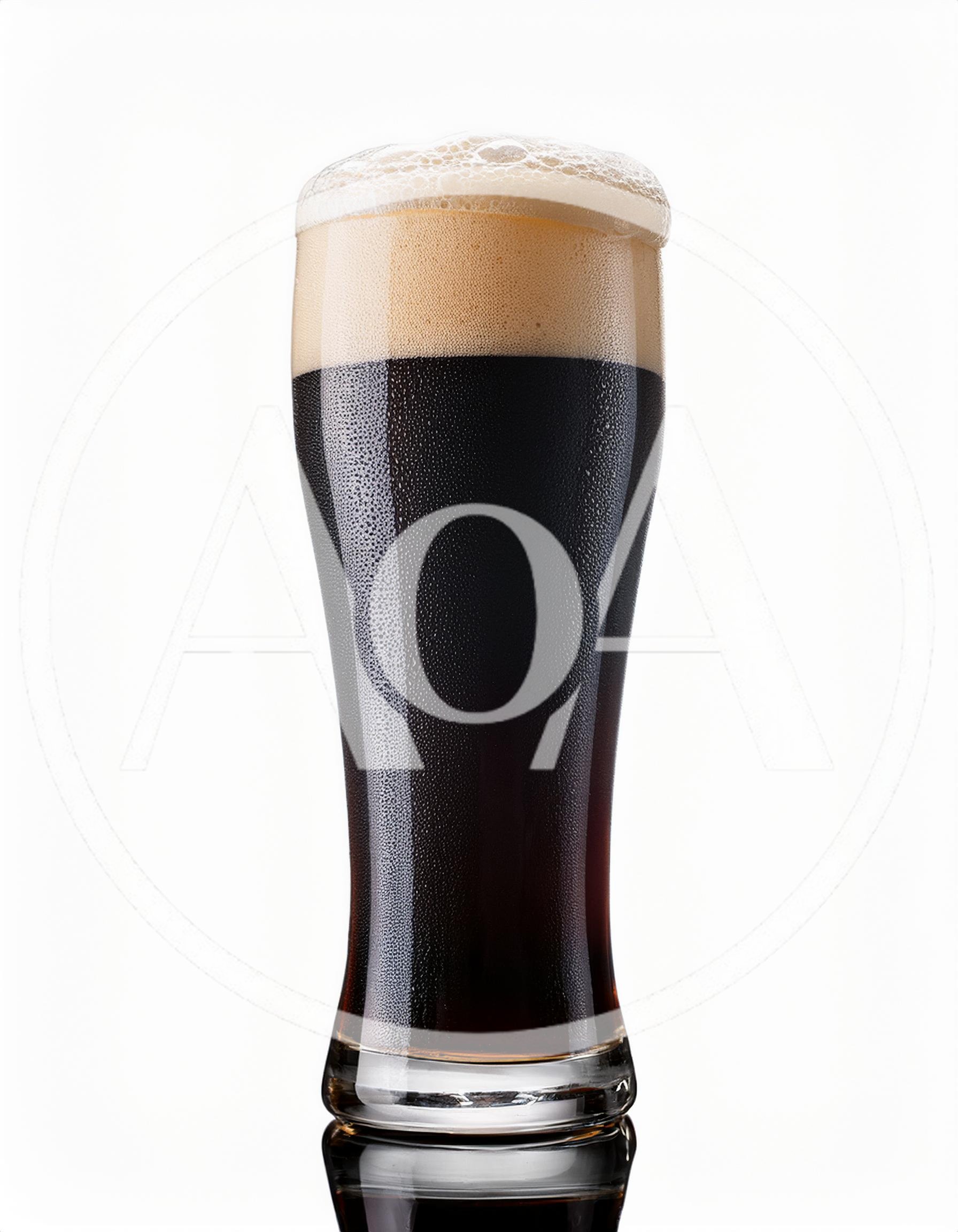 Glass Of Dark Stout Beer With Thick Foam
