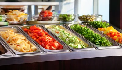 Fresh Salad Bar Buffet With Assorted Vegetables
