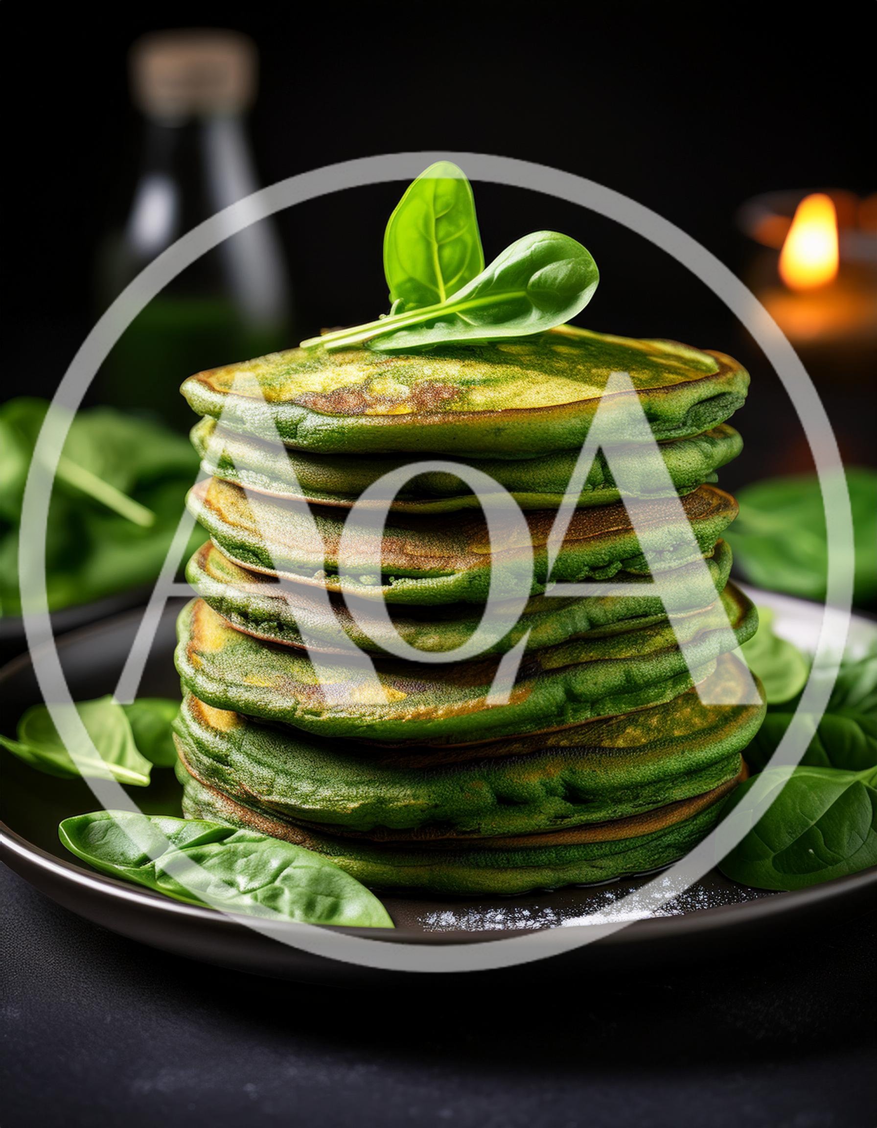 Stack of Vibrant Green Spinach Pancakes on Plate