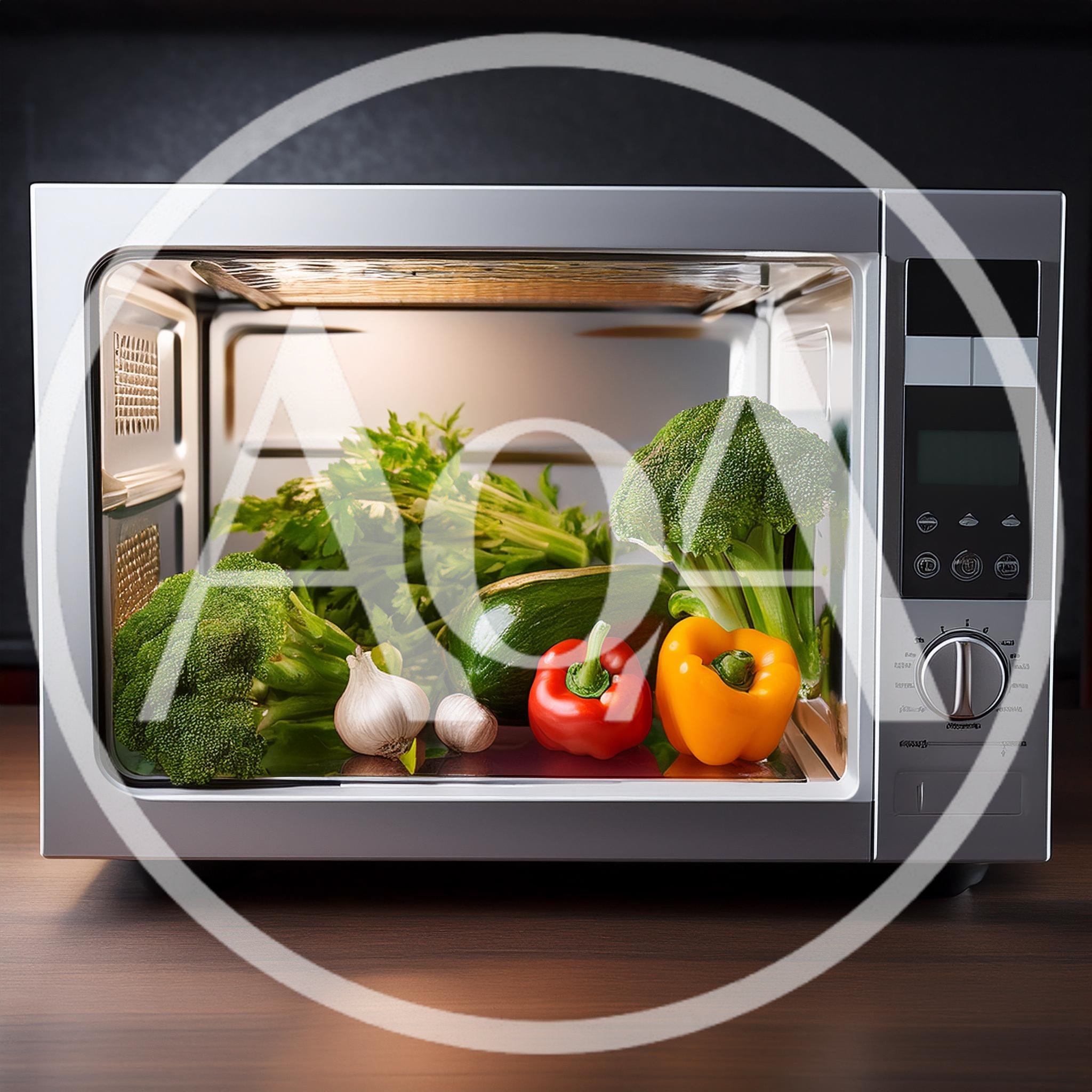 Fresh Vegetables Inside A Modern Microwave Oven