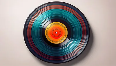 Abstract Colorful Vinyl Record Spinning On Plain Background