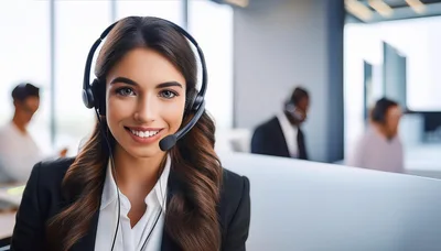 Professional Customer Service Representative Working In Modern Office