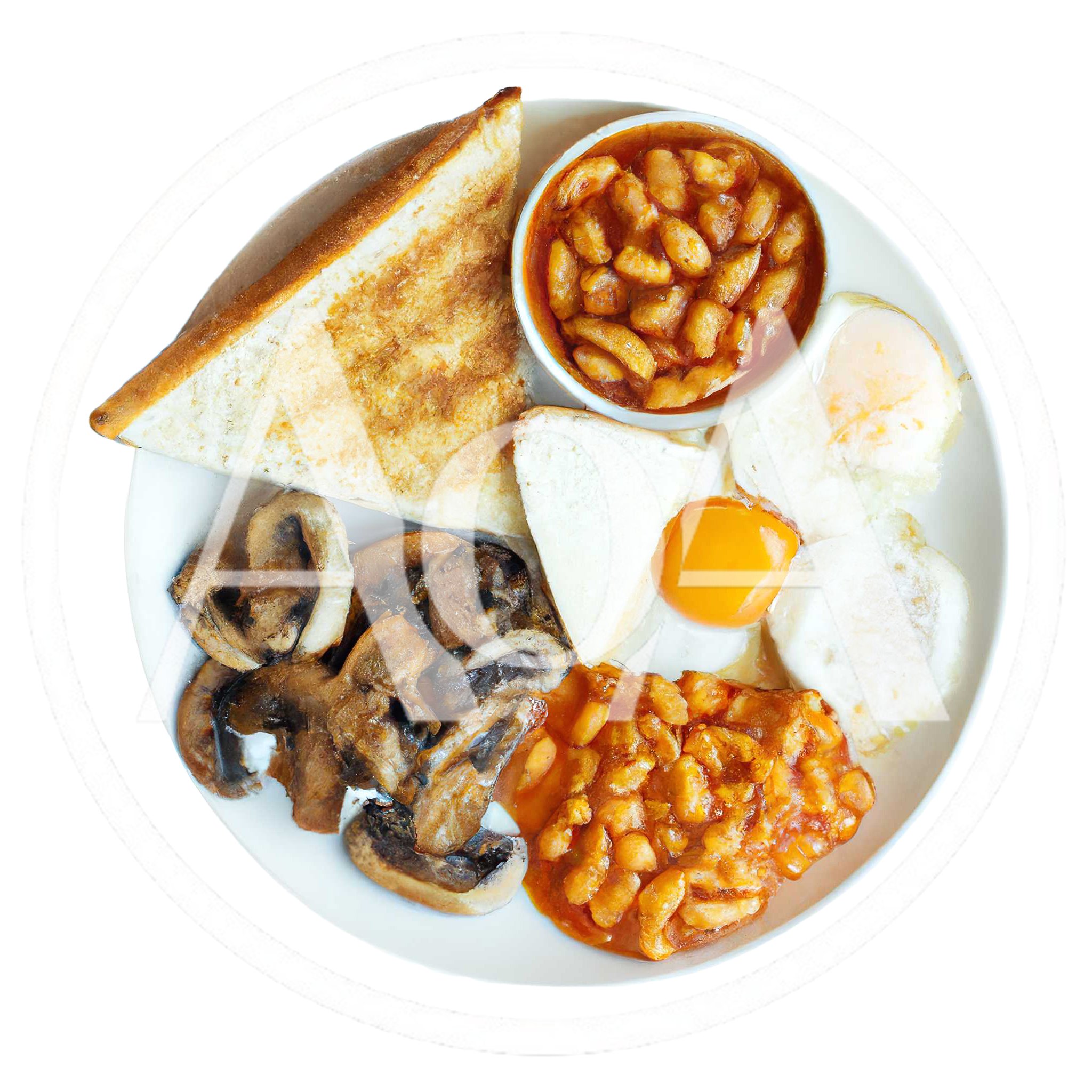 Full English Breakfast Plate With Toast And Beans