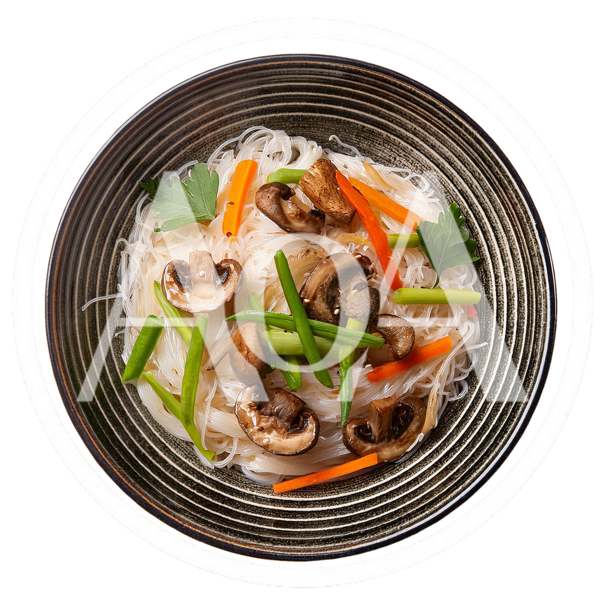 Bowl Of Glass Noodles With Mushrooms And Vegetables