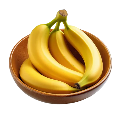 Fresh Yellow Bananas In A Brown Ceramic Bowl