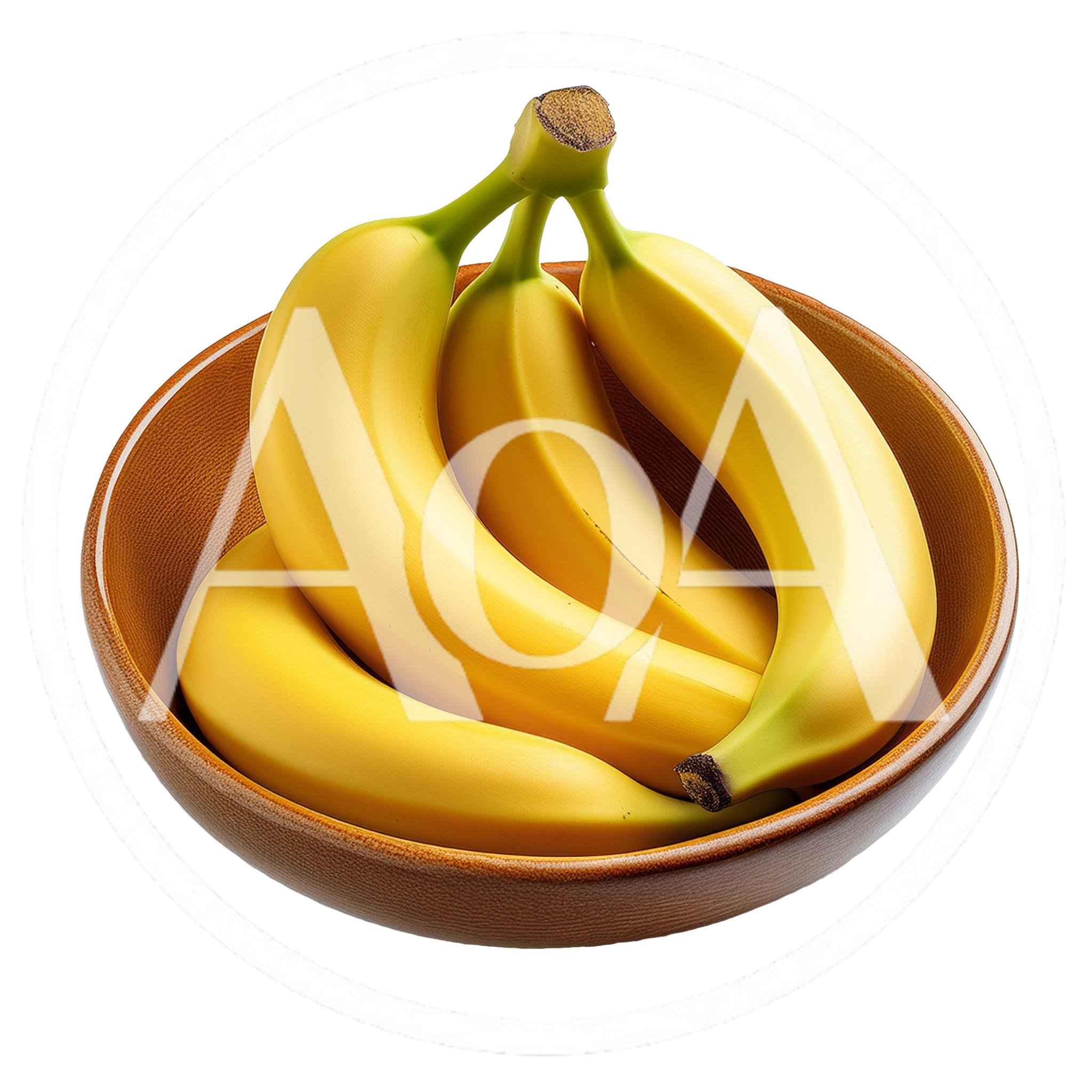 Fresh Yellow Bananas In A Brown Ceramic Bowl