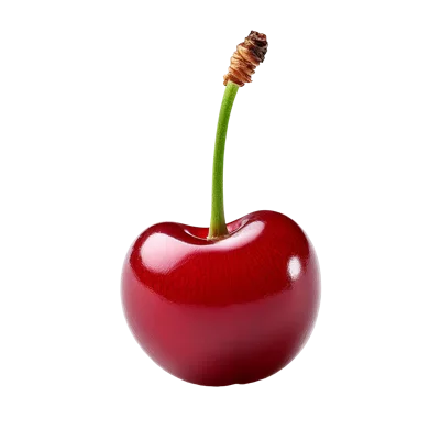 Single Fresh Red Cherry With Stem