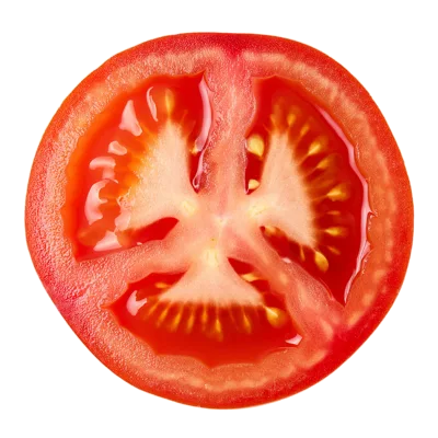 Fresh Red Tomato Slice Isolated On White Background
