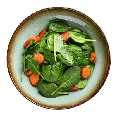 Fresh Spinach Salad With Roasted Carrot Slices