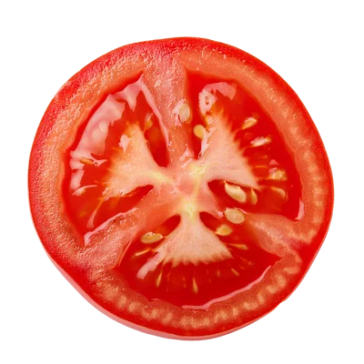 Fresh Red Tomato Slice Isolated On White Background