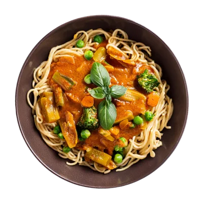 Bowl Of Vegetable Curry With Noodles