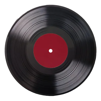 Classic Black Vinyl Record With Red Center Label