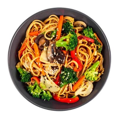 Stir Fried Vegetable Noodles in a Bowl
