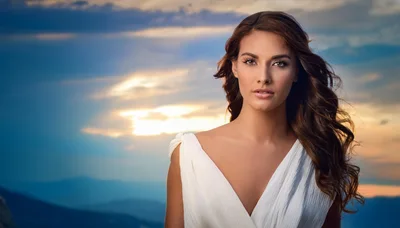 Portrait Of A Beautiful Woman In A White Dress