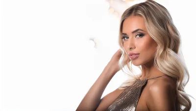 Portrait Of A Beautiful Blonde Woman In Evening Wear
