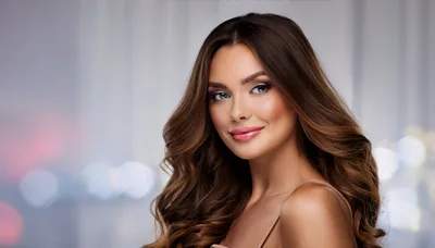 Portrait Of A Beautiful Woman With Wavy Brown Hair
